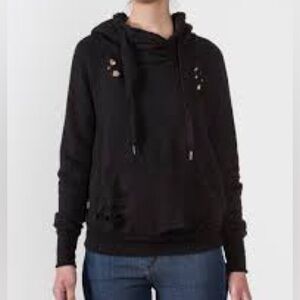 NSF Lisse Black Destroyed Hoodie Sweatshirt Sz-L